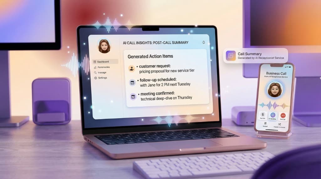 AI post-call summary across laptop and mobile
